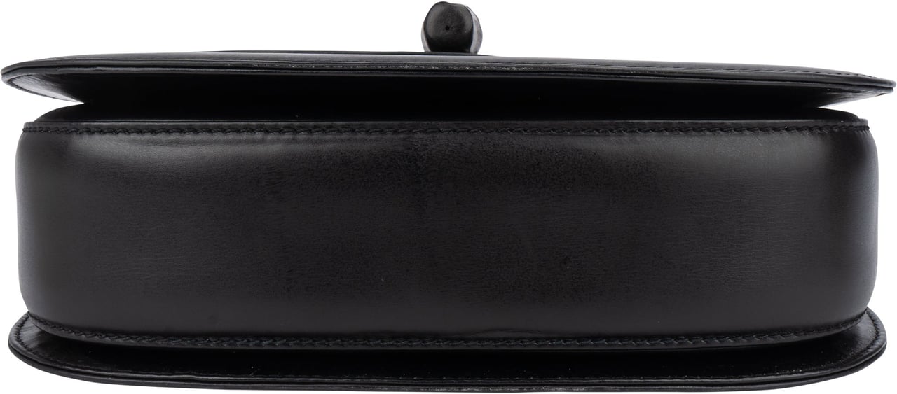 Gucci Gucci Black Leather Bamboo Handbag Zwart