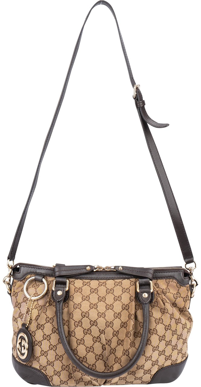 Gucci Gucci Canvas Monogram Sukey Handbag Bruin