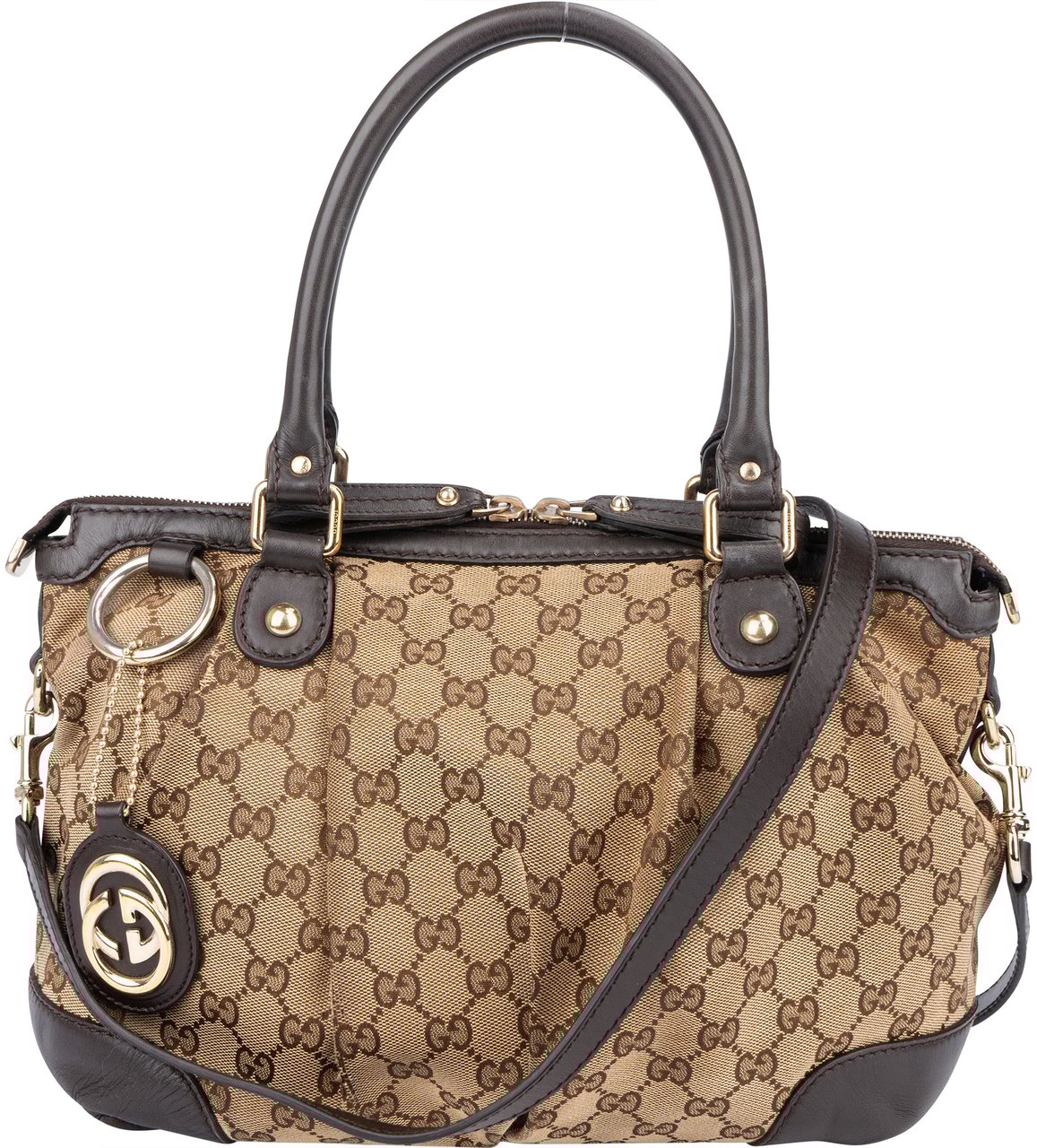 Gucci Gucci Canvas Monogram Sukey Handbag Bruin