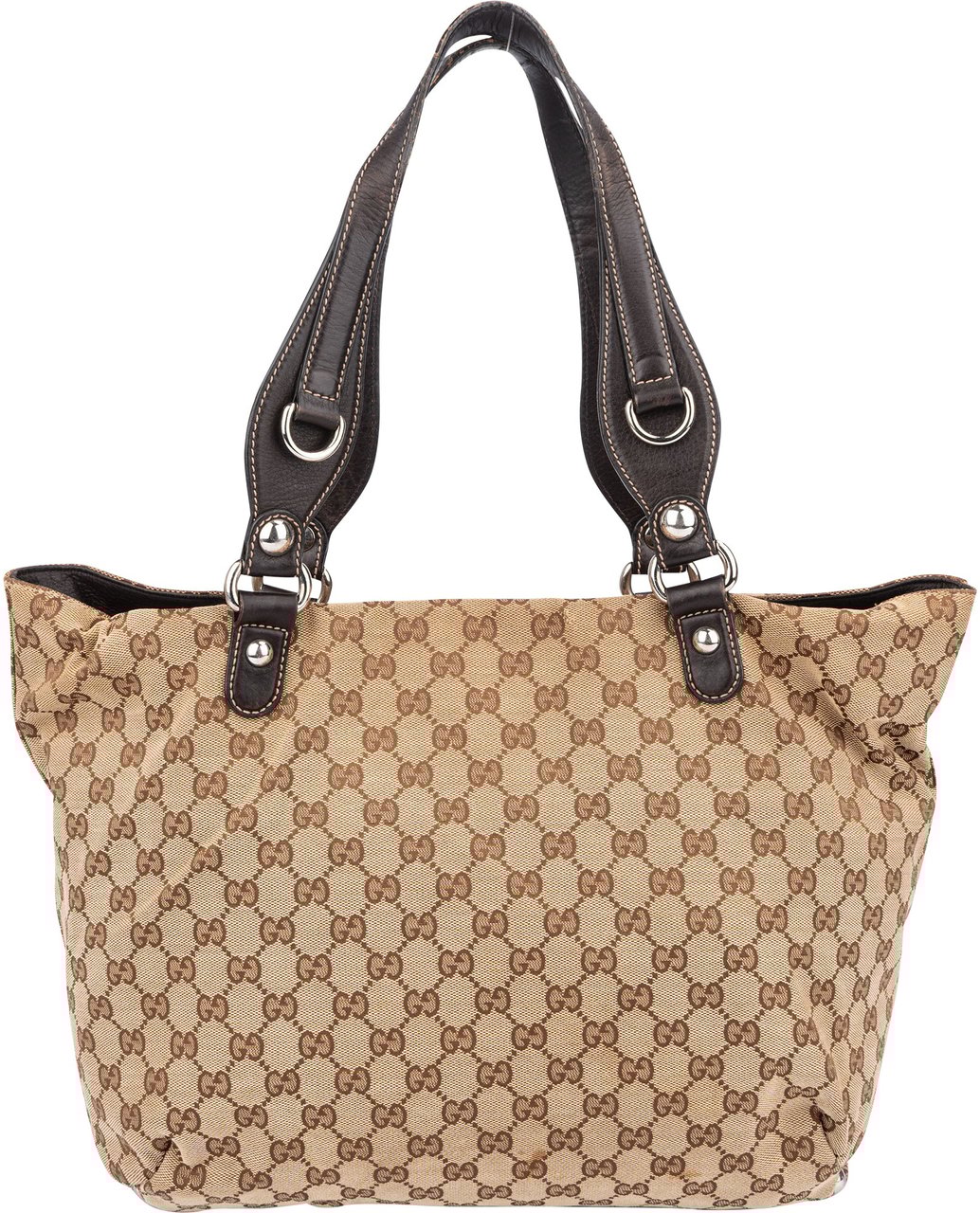 Gucci Gucci GG Monogram Horsebit Handbag Bruin