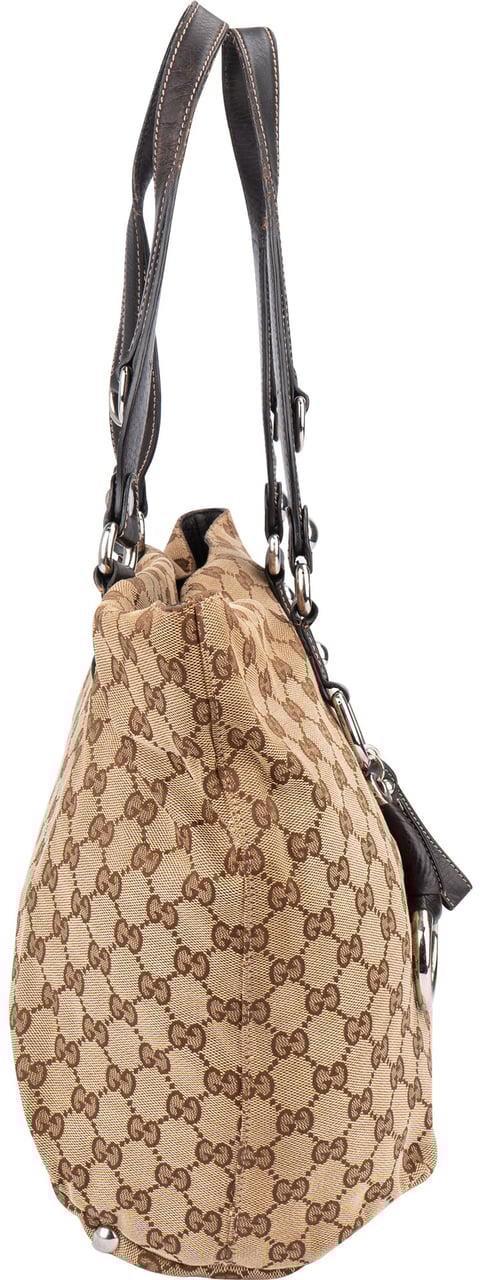 Gucci Gucci GG Monogram Horsebit Handbag Bruin