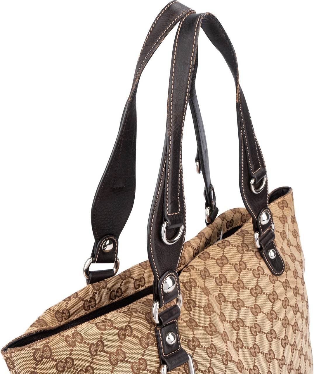 Gucci Gucci GG Monogram Horsebit Handbag Bruin