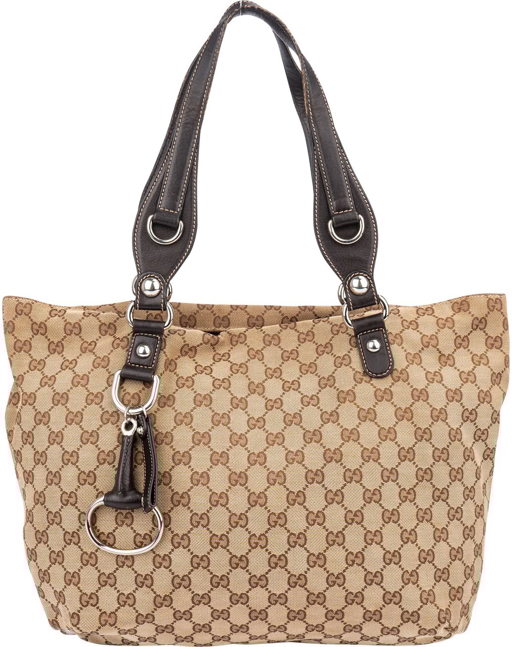 Gucci Gucci GG Monogram Horsebit Handbag Bruin