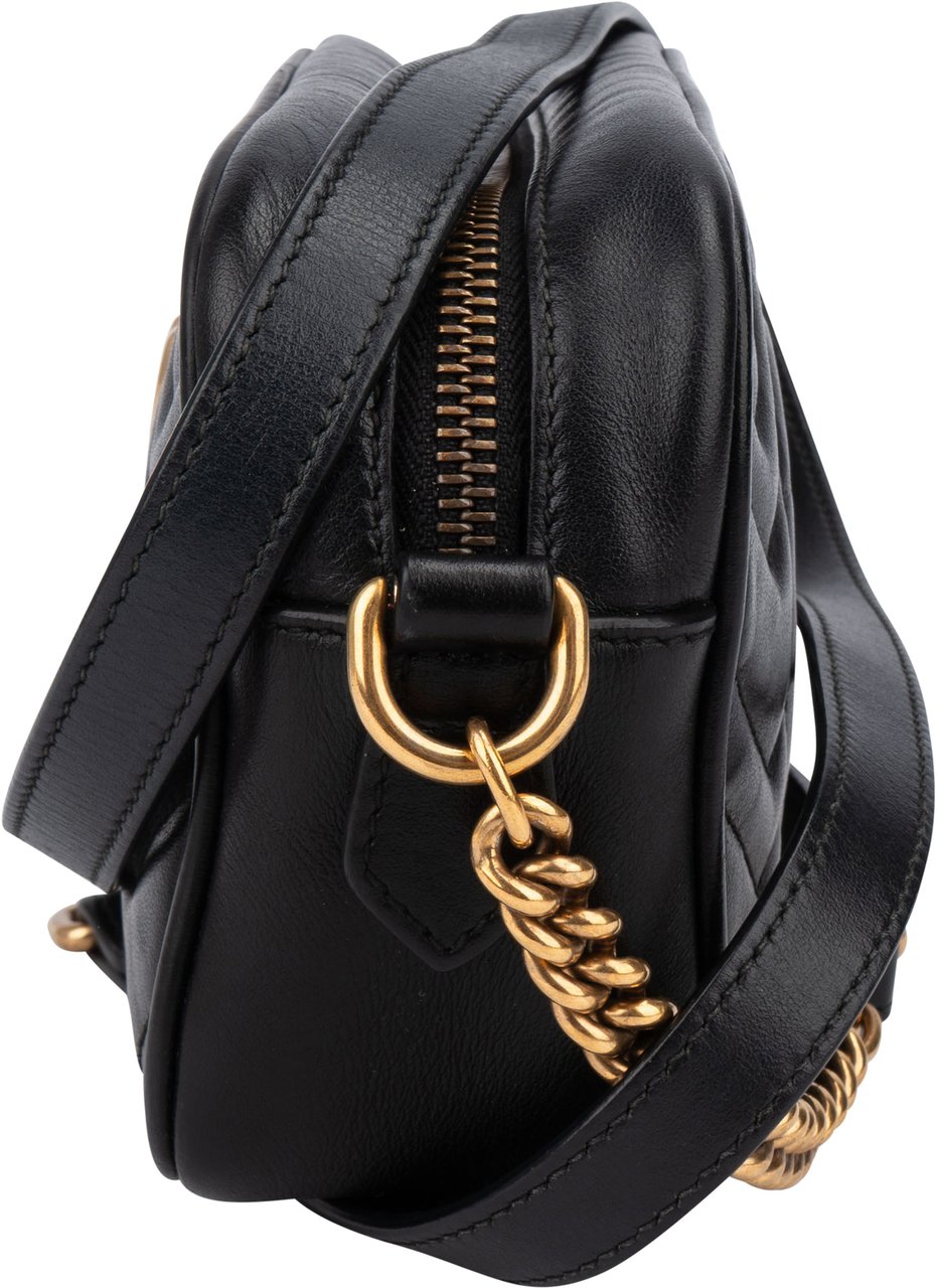 Gucci Gucci Leather GG Marmont Crossbody Bag Zwart