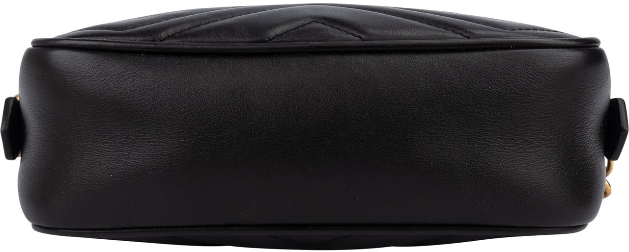 Gucci Gucci Leather GG Marmont Crossbody Bag Zwart