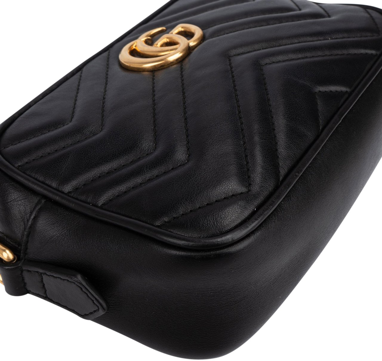 Gucci Gucci Leather GG Marmont Crossbody Bag Zwart