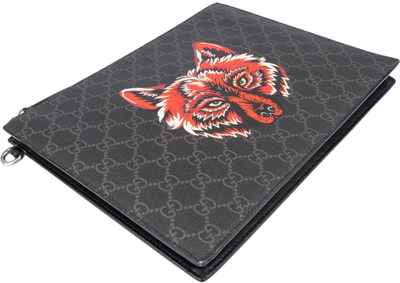 Gucci Gucci GG Monogram Wolf Clutch Zwart