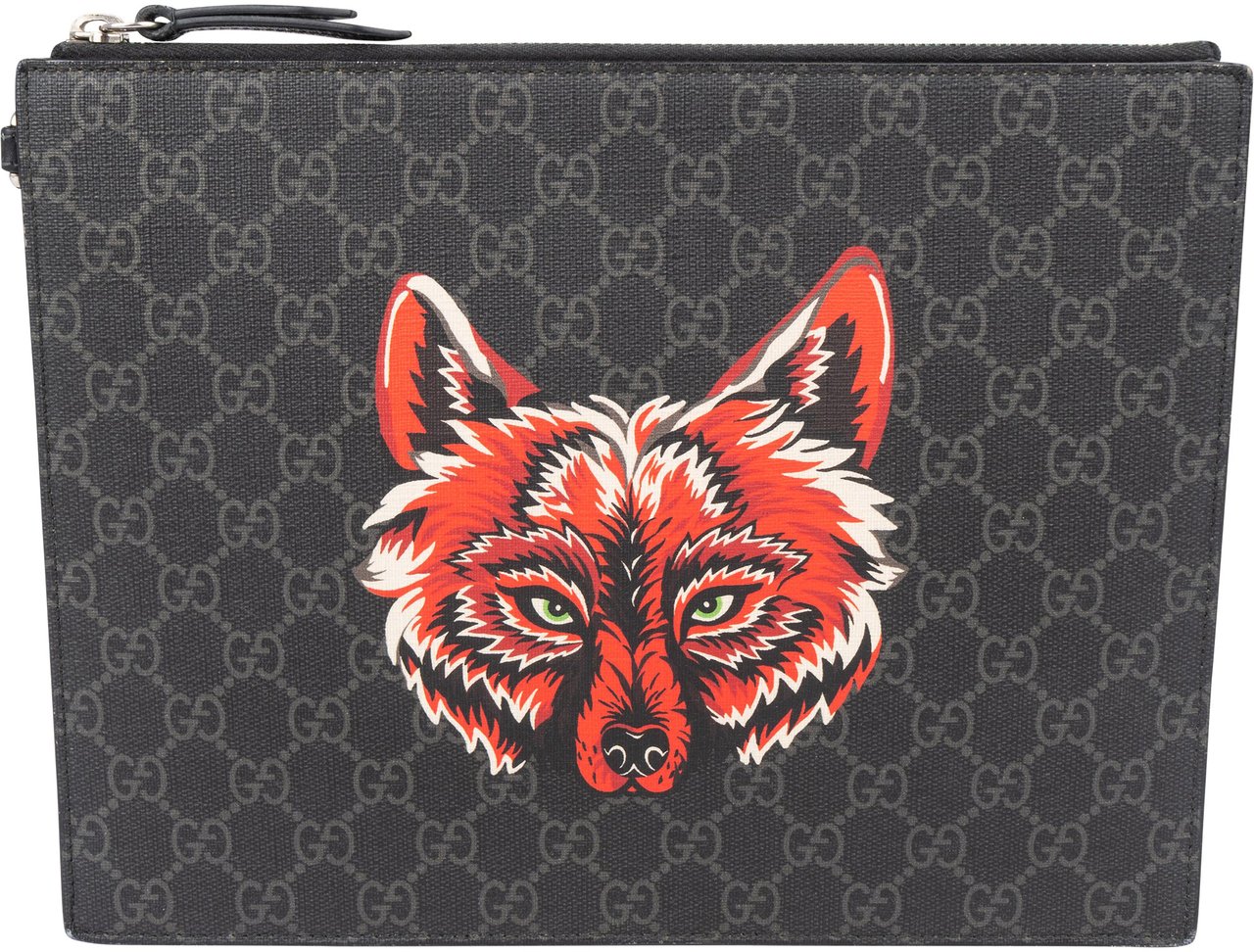 Gucci Gucci GG Monogram Wolf Clutch Zwart