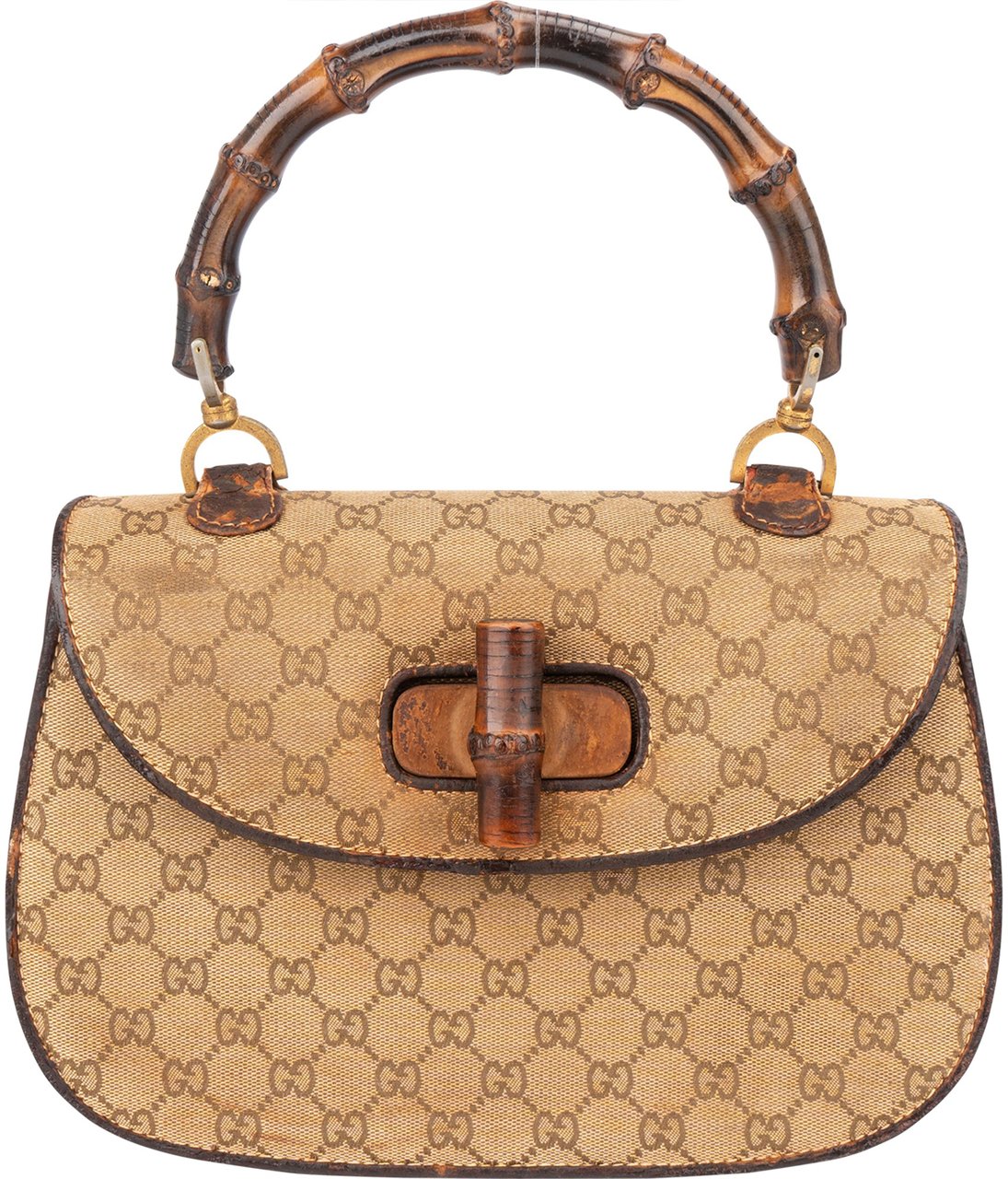 Gucci Gucci GG Monogram Bamboo Handbag Bruin