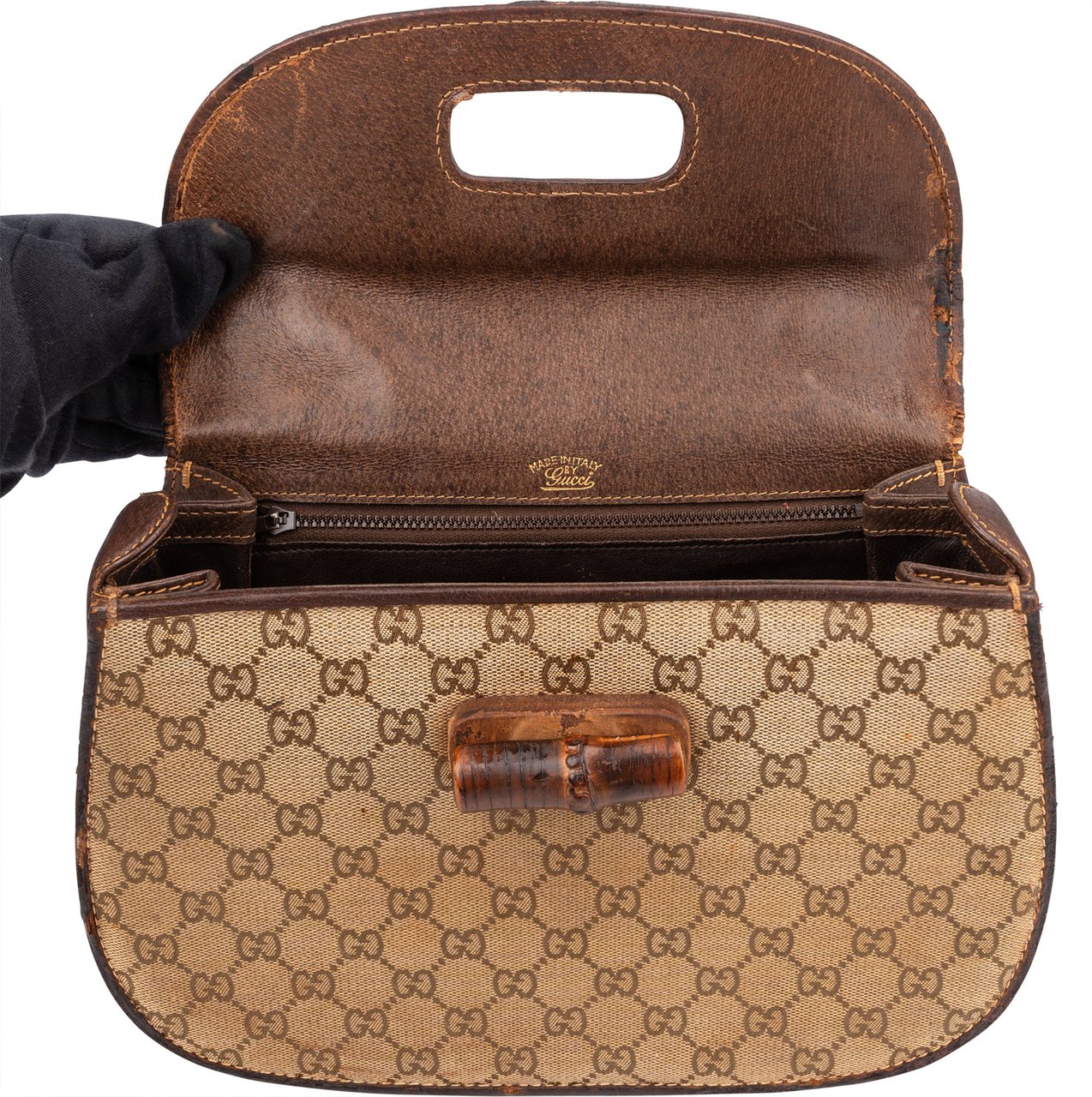 Gucci Gucci GG Monogram Bamboo Handbag Bruin