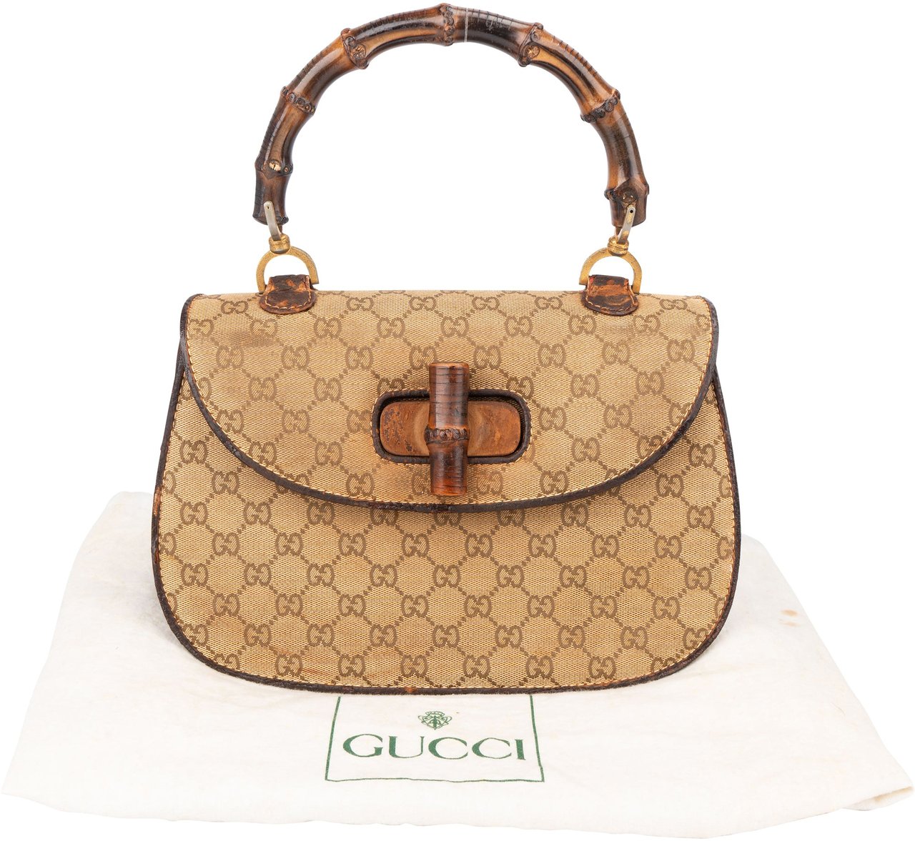 Gucci Gucci GG Monogram Bamboo Handbag Bruin