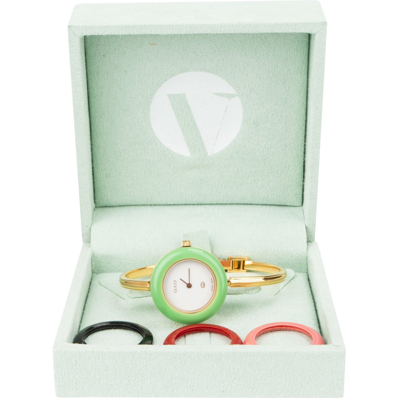 Gucci Gucci Gold Tone Multicolor Change Bezel Women Watch Goud