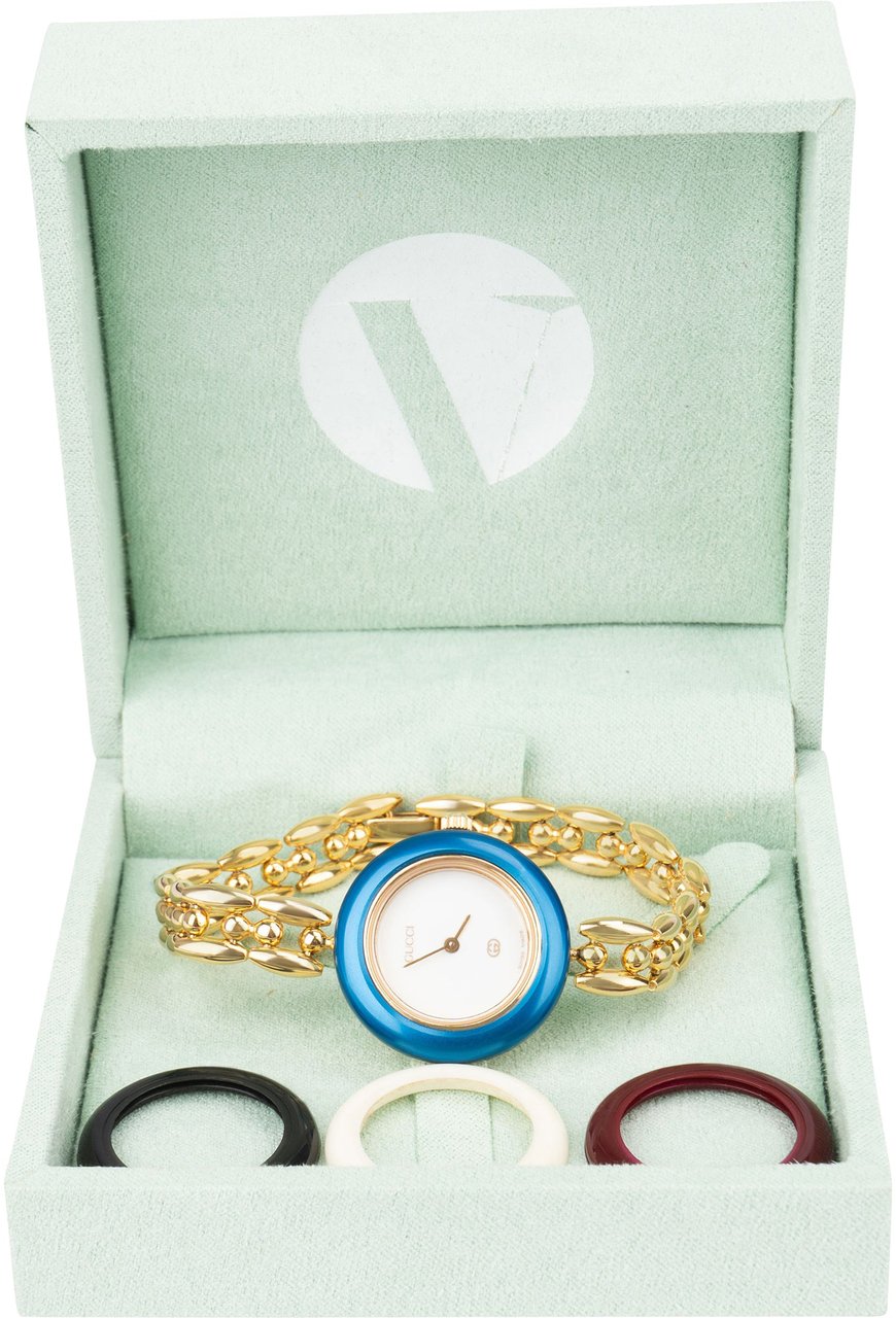 Gucci Gucci Gold Tone Multicolor Bezel Women Watch Goud