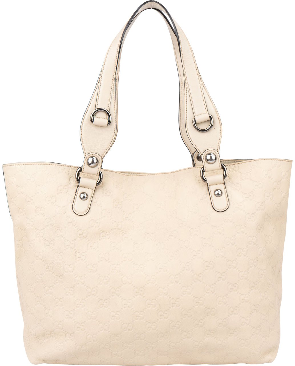 Gucci Gucci Leather GG Monogram Horsebit Handbag Wit