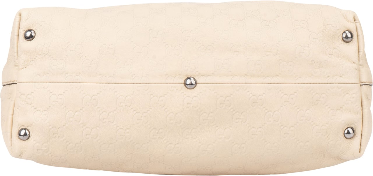 Gucci Gucci Leather GG Monogram Horsebit Handbag Wit