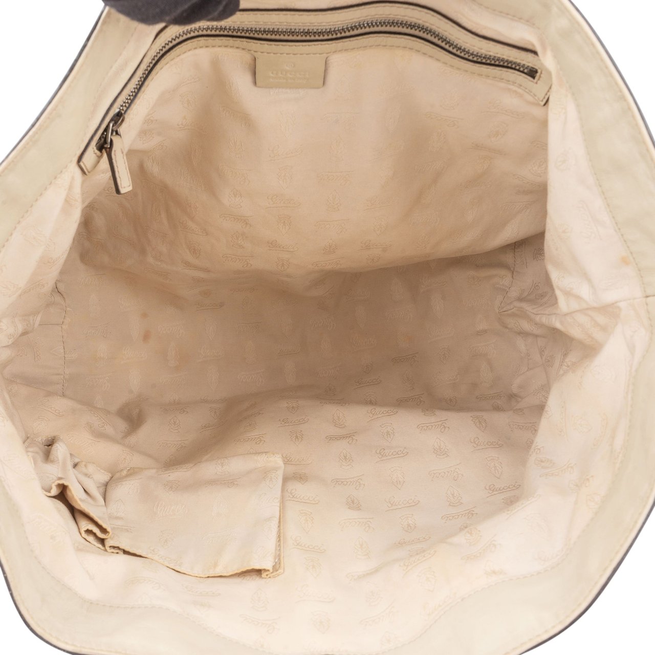 Gucci Gucci Leather GG Monogram Horsebit Handbag Wit