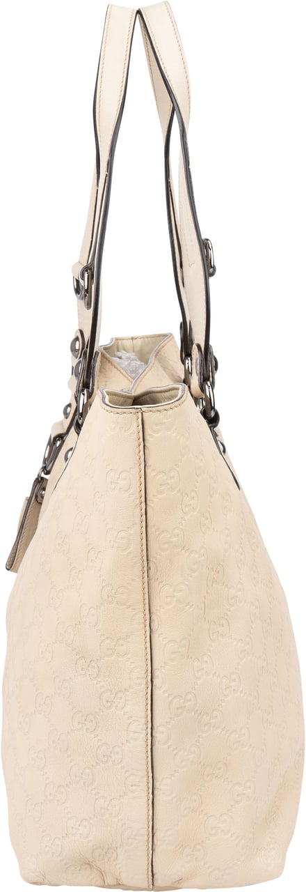 Gucci Gucci Leather GG Monogram Horsebit Handbag Wit