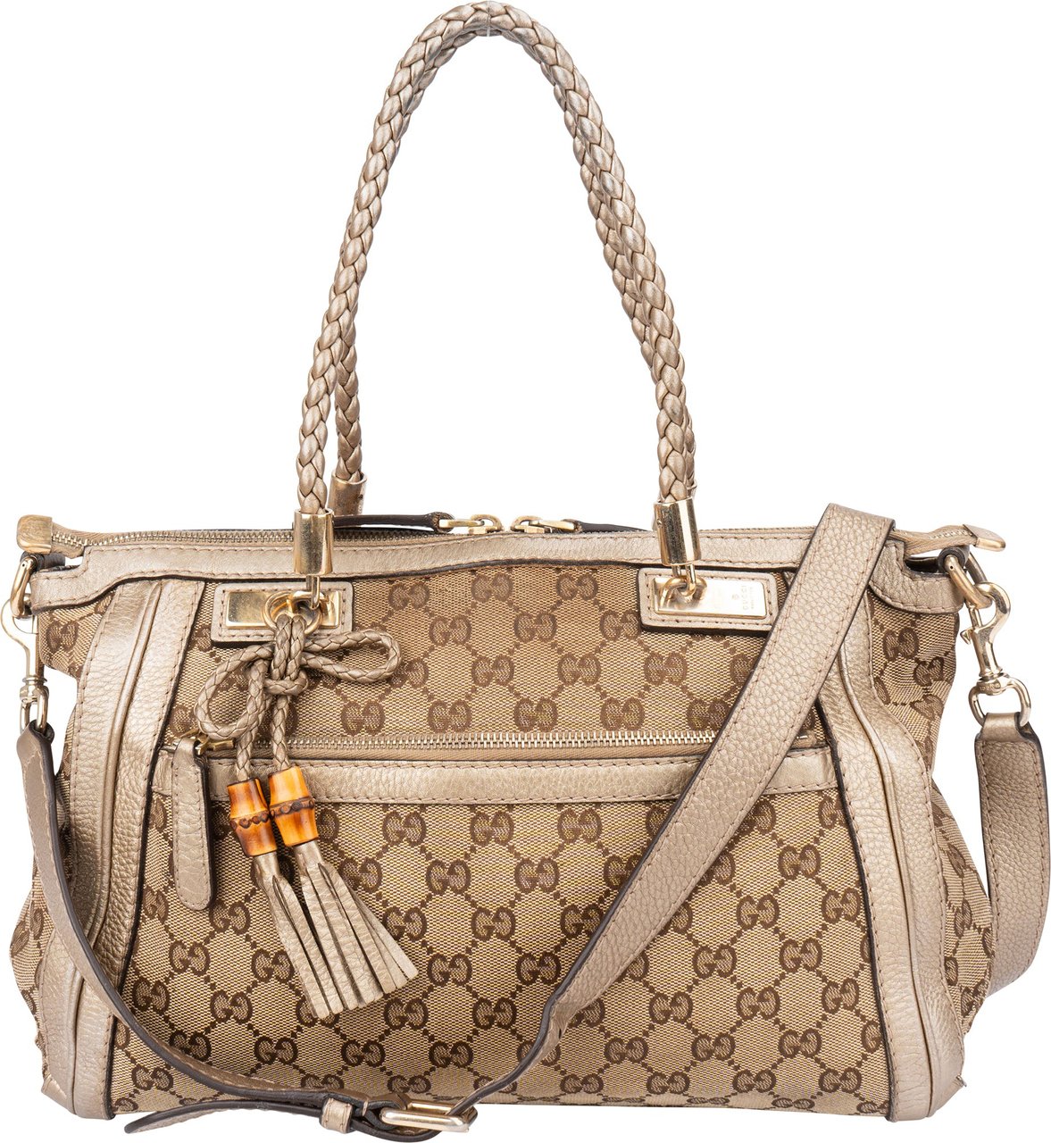 Gucci Gucci GG Monogram Bamboo Handbag Bruin