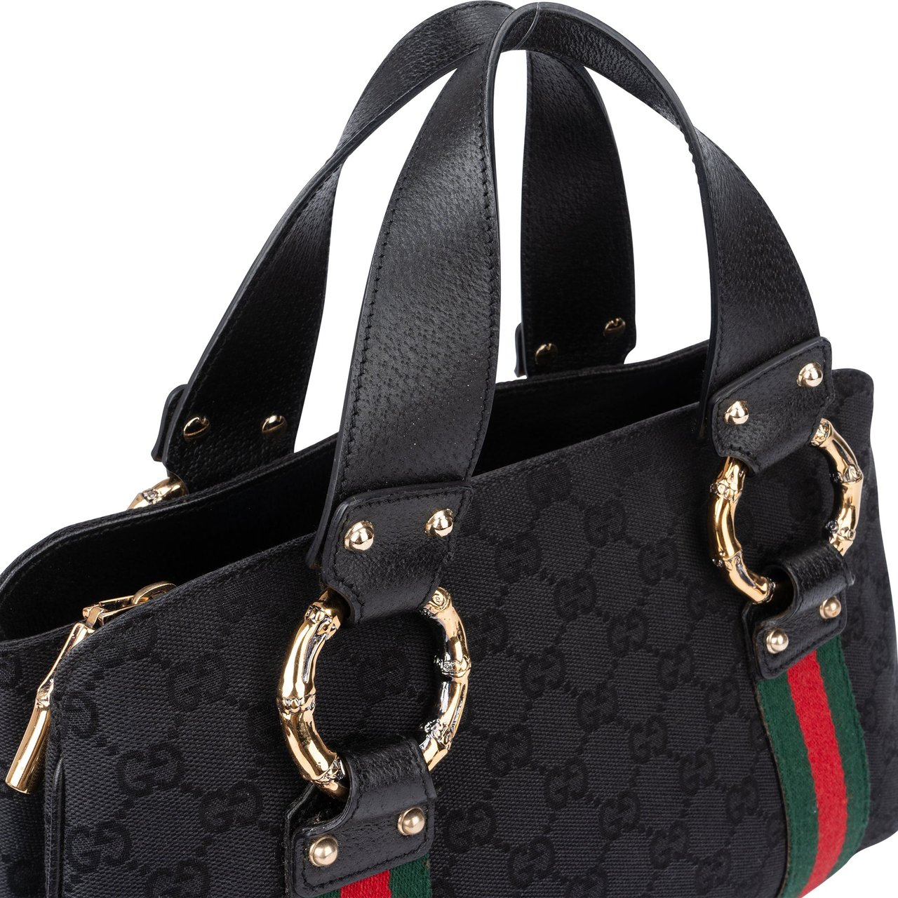 Gucci GG Monogram Bamboo Handbag Zwart