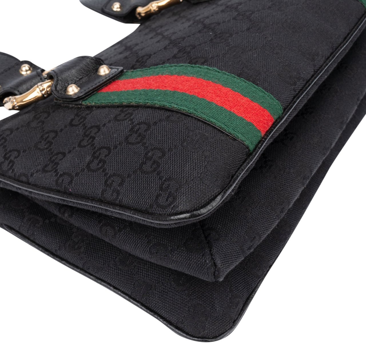 Gucci GG Monogram Bamboo Handbag Zwart