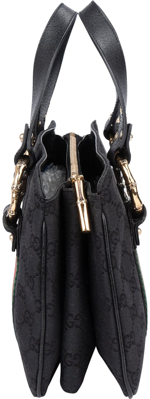 Gucci GG Monogram Bamboo Handbag Zwart