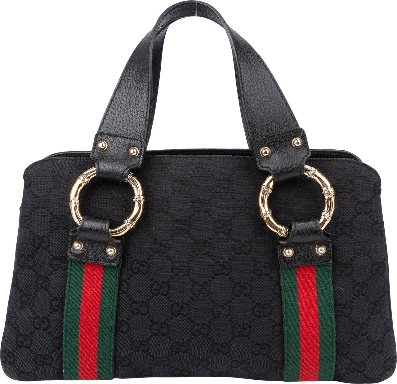 Gucci GG Monogram Bamboo Handbag Zwart
