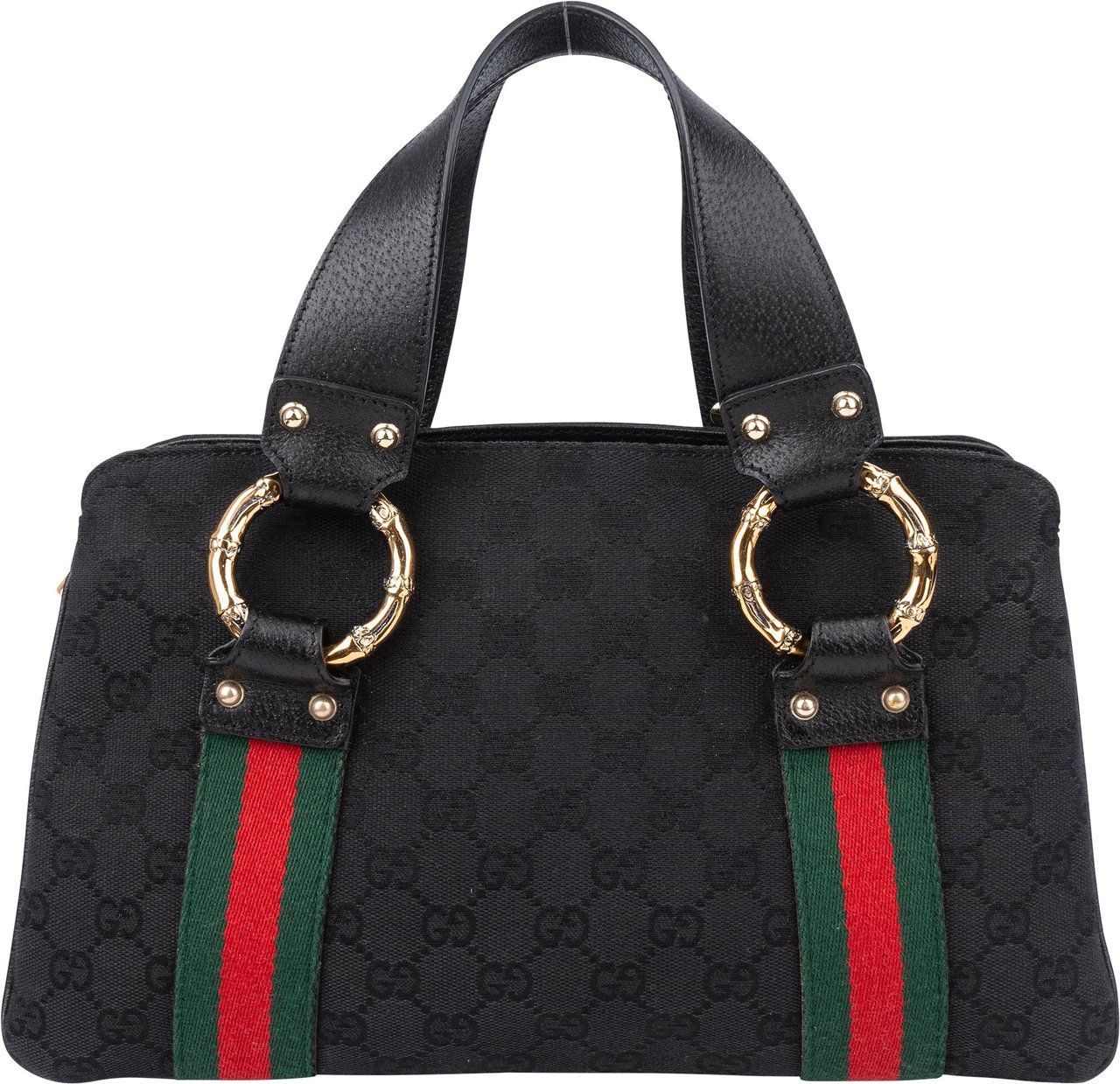 Gucci GG Monogram Bamboo Handbag Zwart