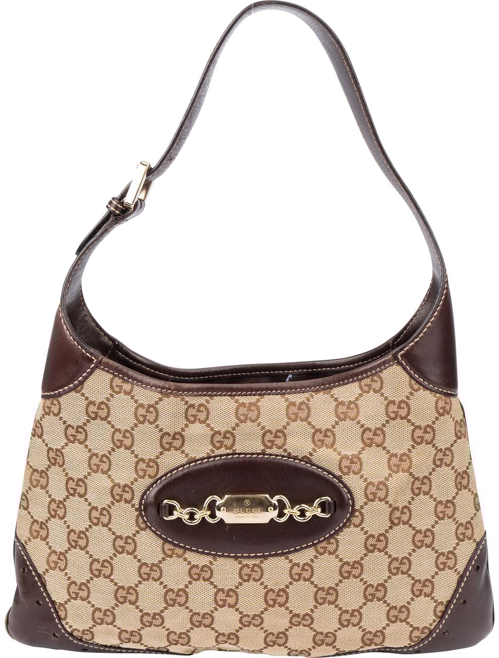 Gucci Gucci GG Monogram Horsebit Jackie Handbag Bruin