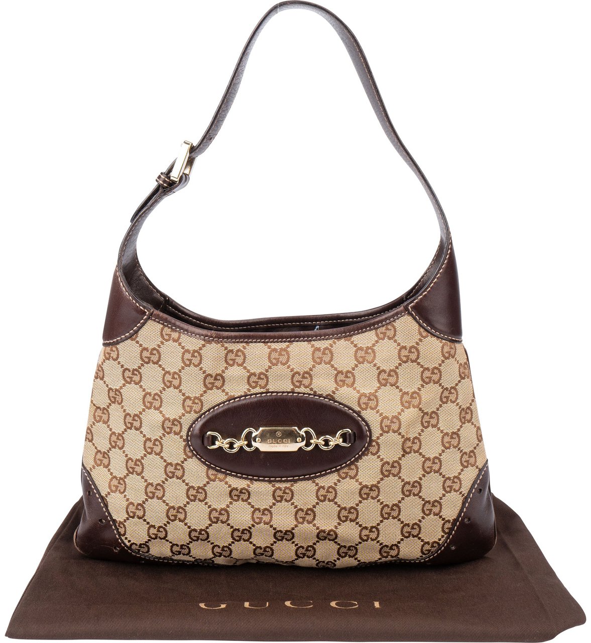 Gucci Gucci GG Monogram Horsebit Jackie Handbag Bruin