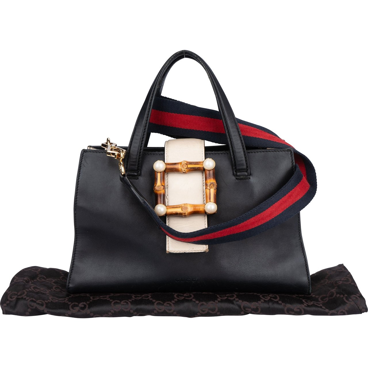 Gucci Gucci Bicolor Calfskin Bamboo Buckle Handbag Divers