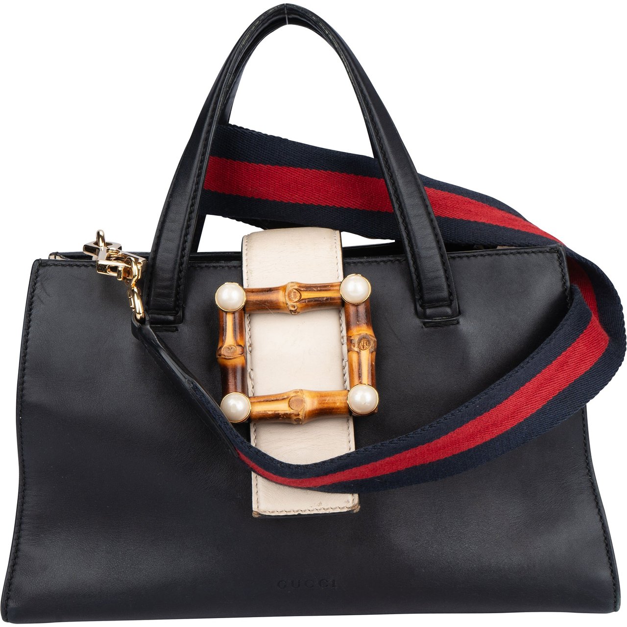 Gucci Gucci Bicolor Calfskin Bamboo Buckle Handbag Divers