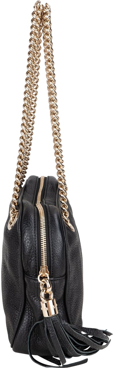 Gucci Gucci Black Leather CC Soho Shoulder Bag Zwart