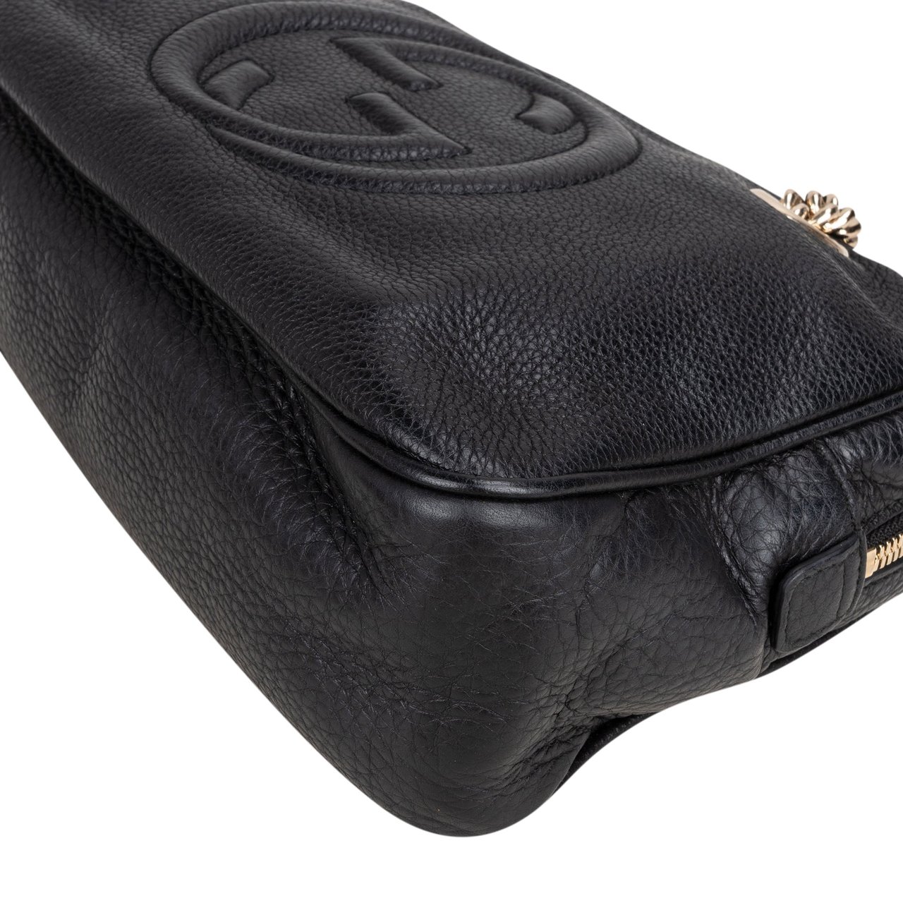 Gucci Gucci Black Leather CC Soho Shoulder Bag Zwart