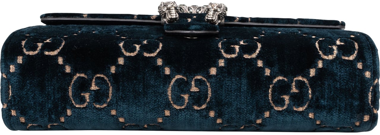 Gucci Gucci Velvet GG Monogram Dionysus Crossbody Bag Blauw