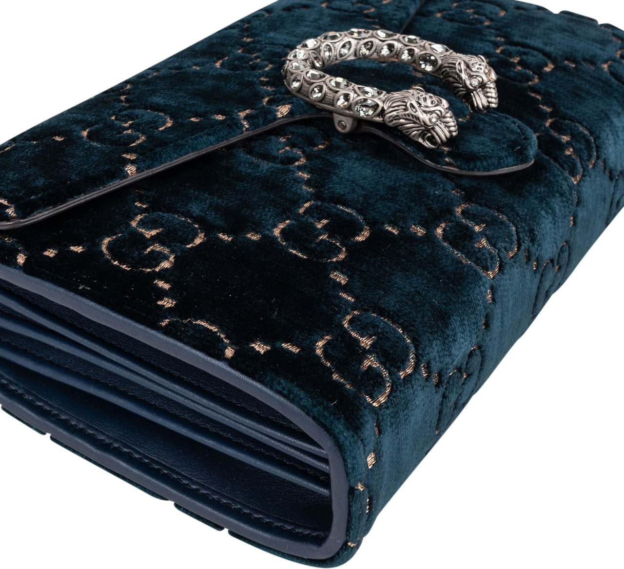 Gucci Gucci Velvet GG Monogram Dionysus Crossbody Bag Blauw