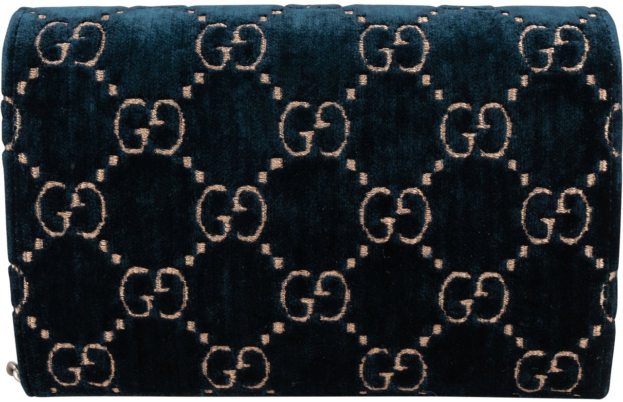 Gucci Gucci Velvet GG Monogram Dionysus Crossbody Bag Blauw