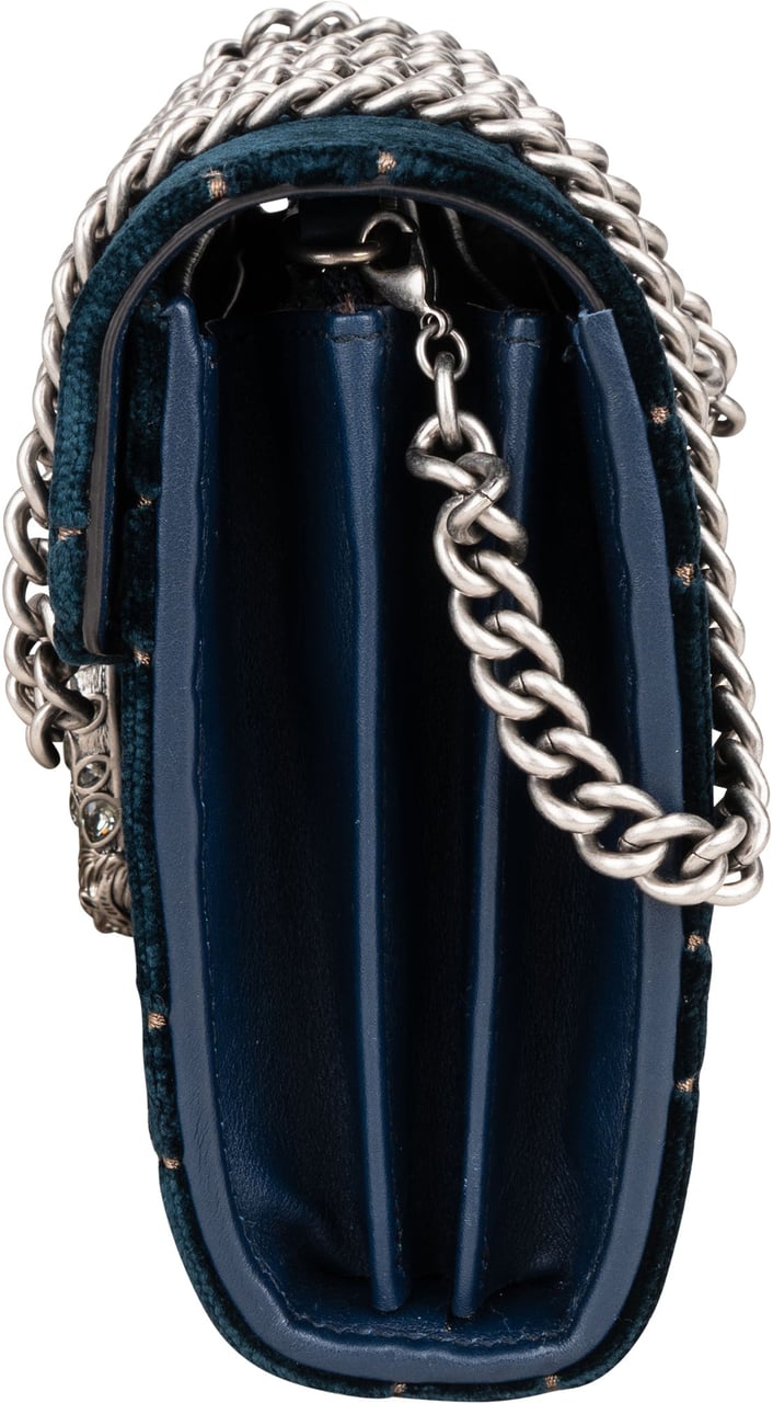 Gucci Gucci Velvet GG Monogram Dionysus Crossbody Bag Blauw