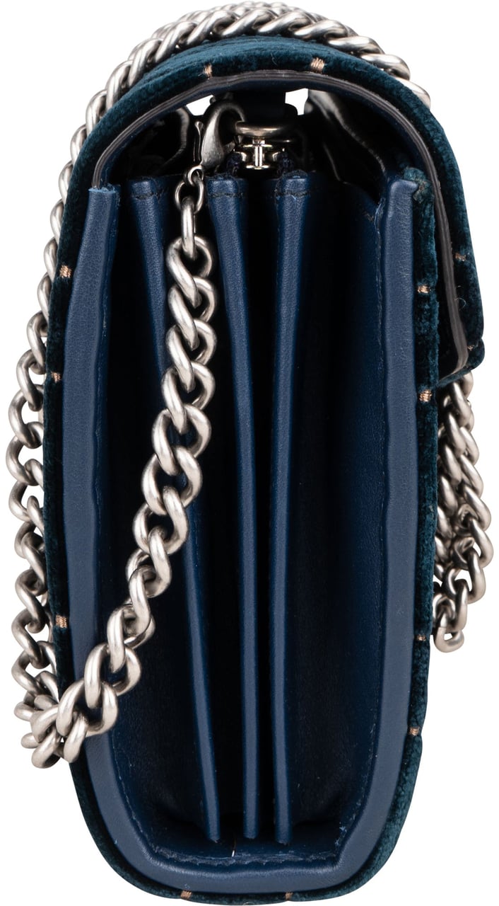 Gucci Gucci Velvet GG Monogram Dionysus Crossbody Bag Blauw