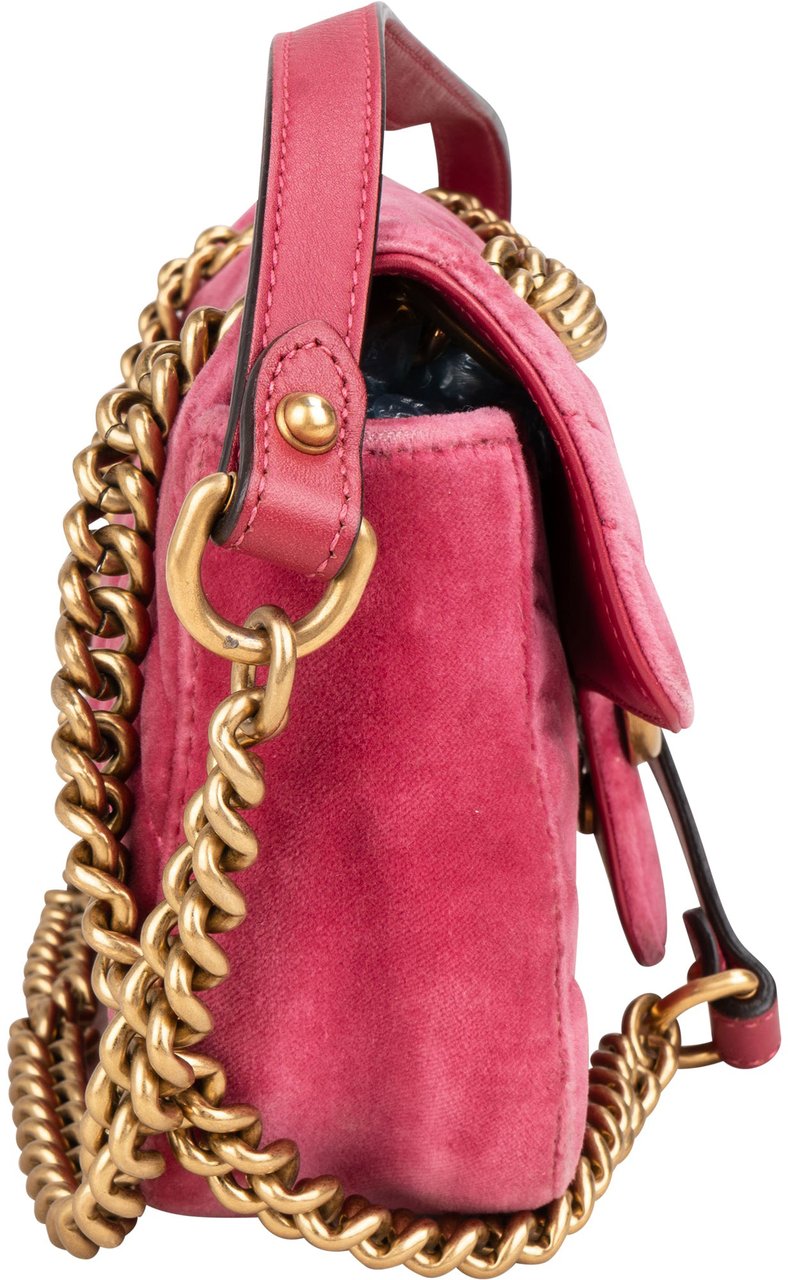 Gucci Gucci Quilted Velvet Marmont GG Crossbody Bag Roze
