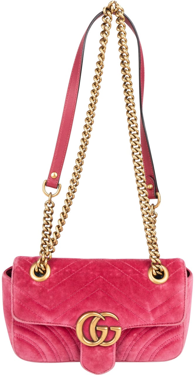 Gucci Gucci Quilted Velvet Marmont GG Crossbody Bag Roze