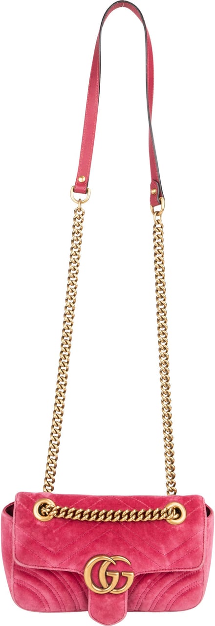 Gucci Gucci Quilted Velvet Marmont GG Crossbody Bag Roze