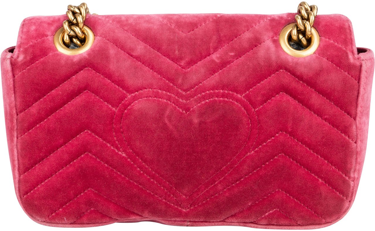 Gucci Gucci Quilted Velvet Marmont GG Crossbody Bag Roze