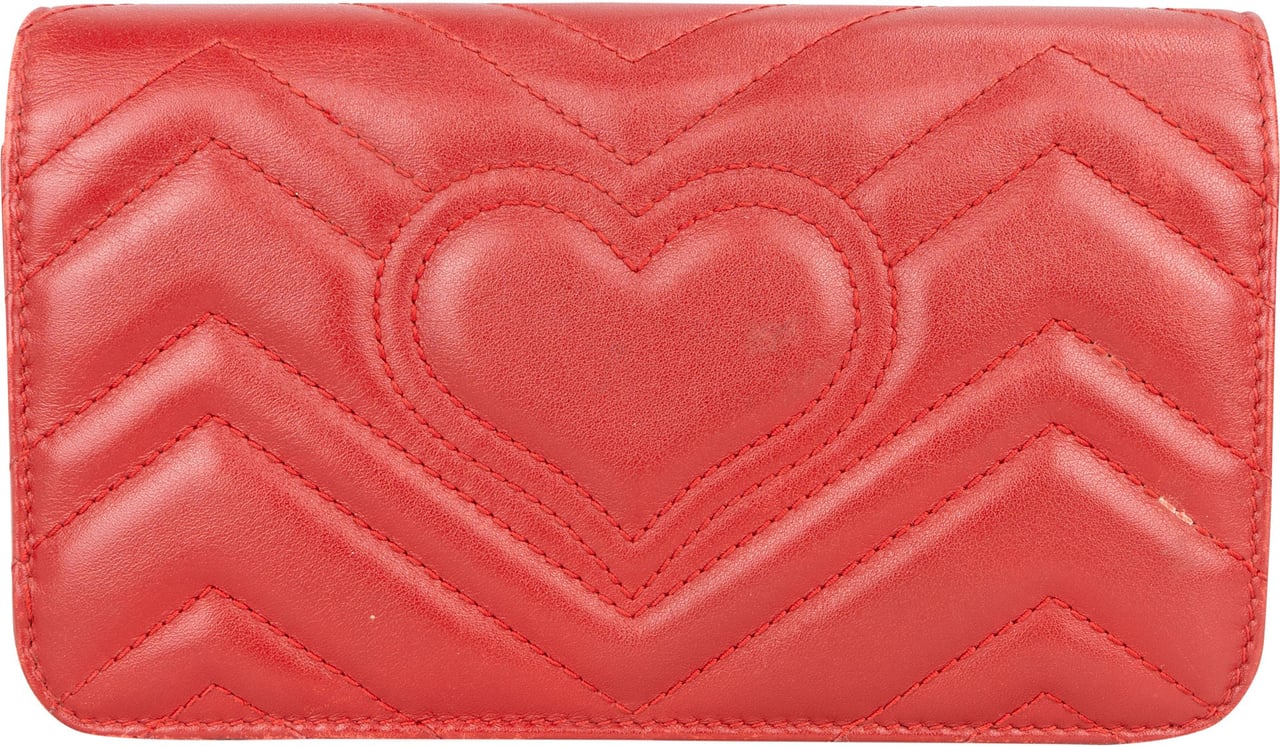 Gucci Gucci Quilted Leather GG Flap Crossbody Bag Rood