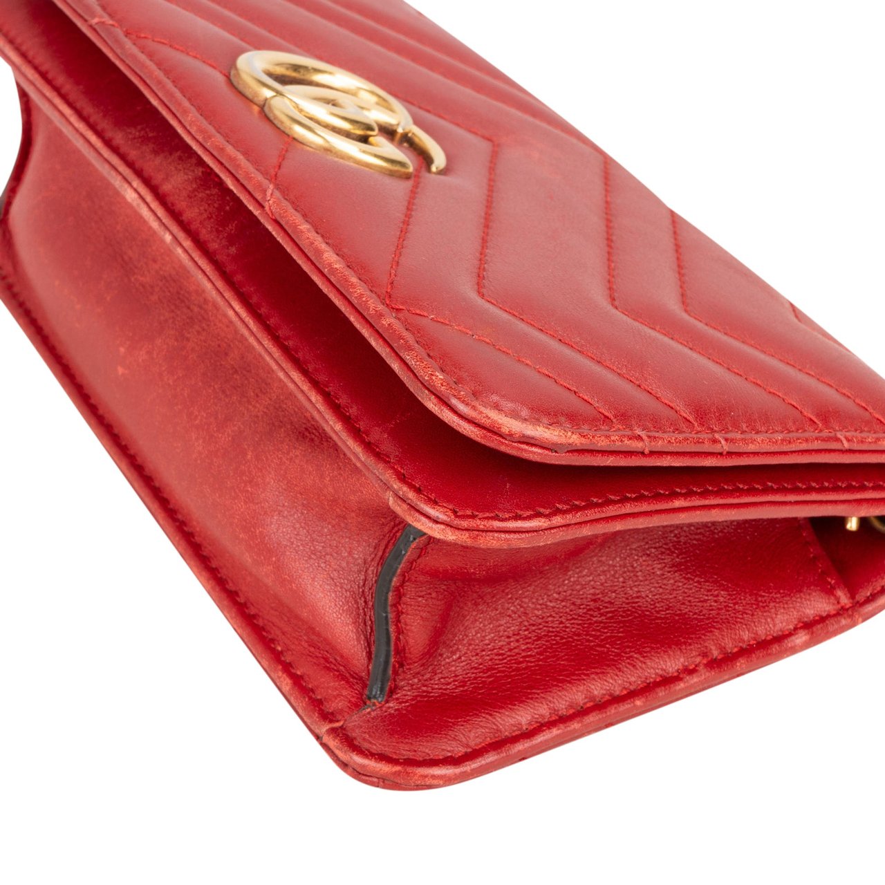 Gucci Gucci Quilted Leather GG Flap Crossbody Bag Rood