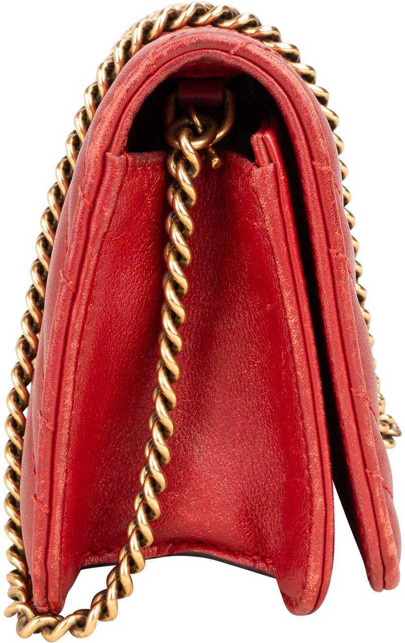 Gucci Gucci Quilted Leather GG Flap Crossbody Bag Rood