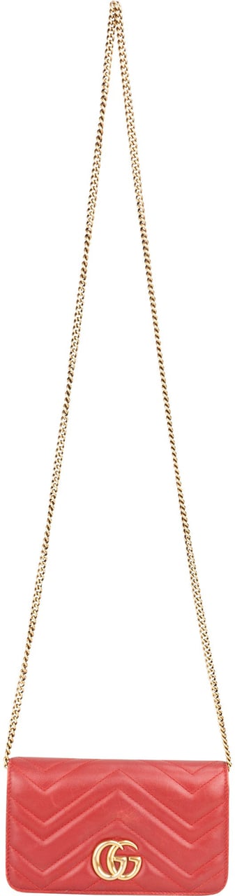 Gucci Gucci Quilted Leather GG Flap Crossbody Bag Rood