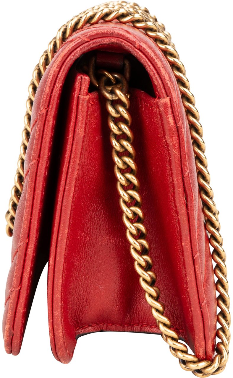 Gucci Gucci Quilted Leather GG Flap Crossbody Bag Rood