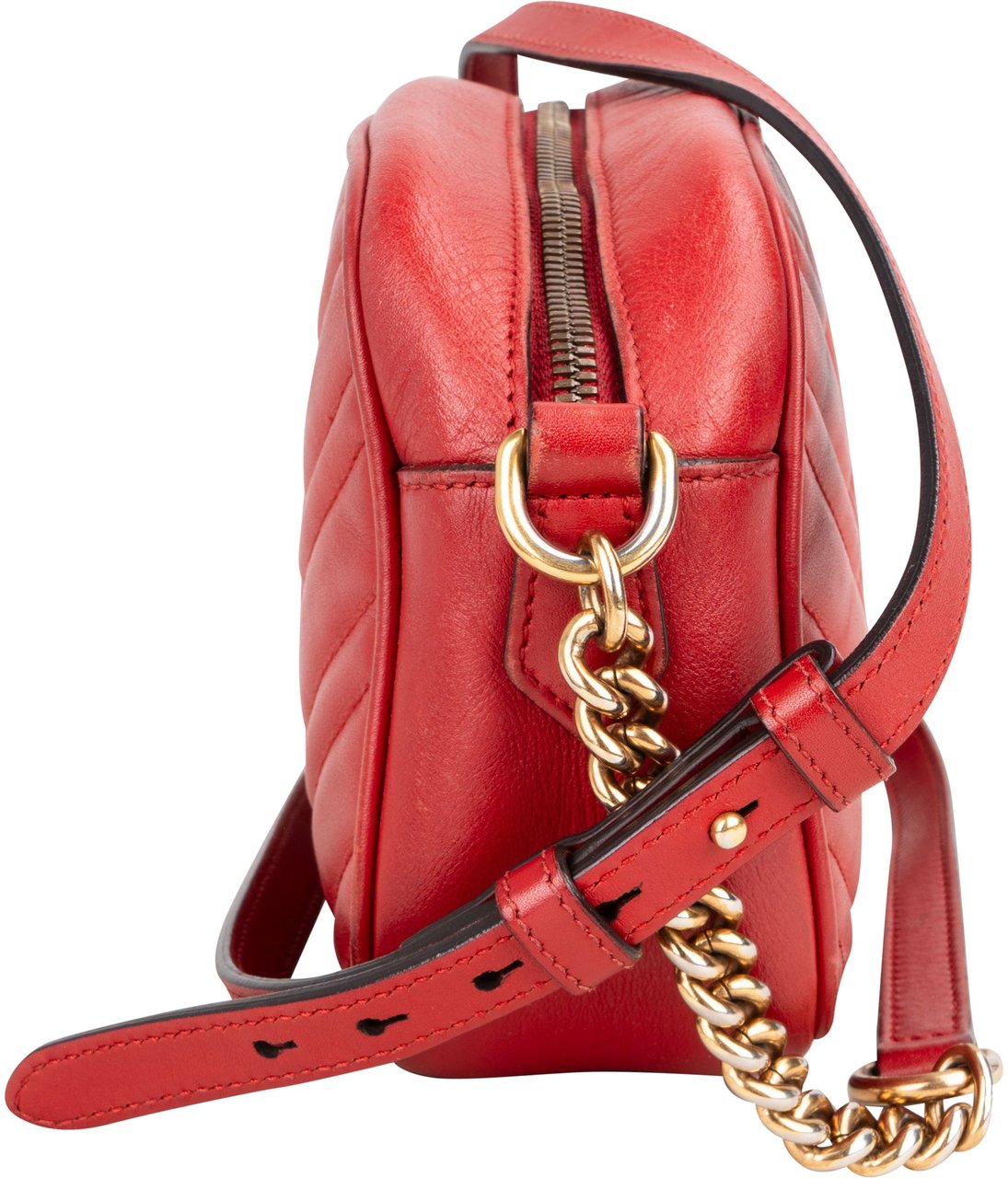 Gucci Gucci Quilted Leather Marmont GG Crossbody Bag Rood