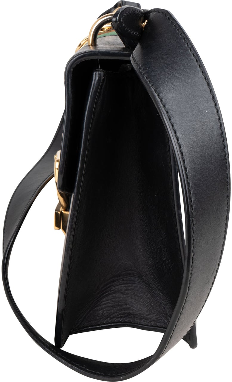 Gucci Gucci Black Leather Sylvie Shoulder Bag Zwart