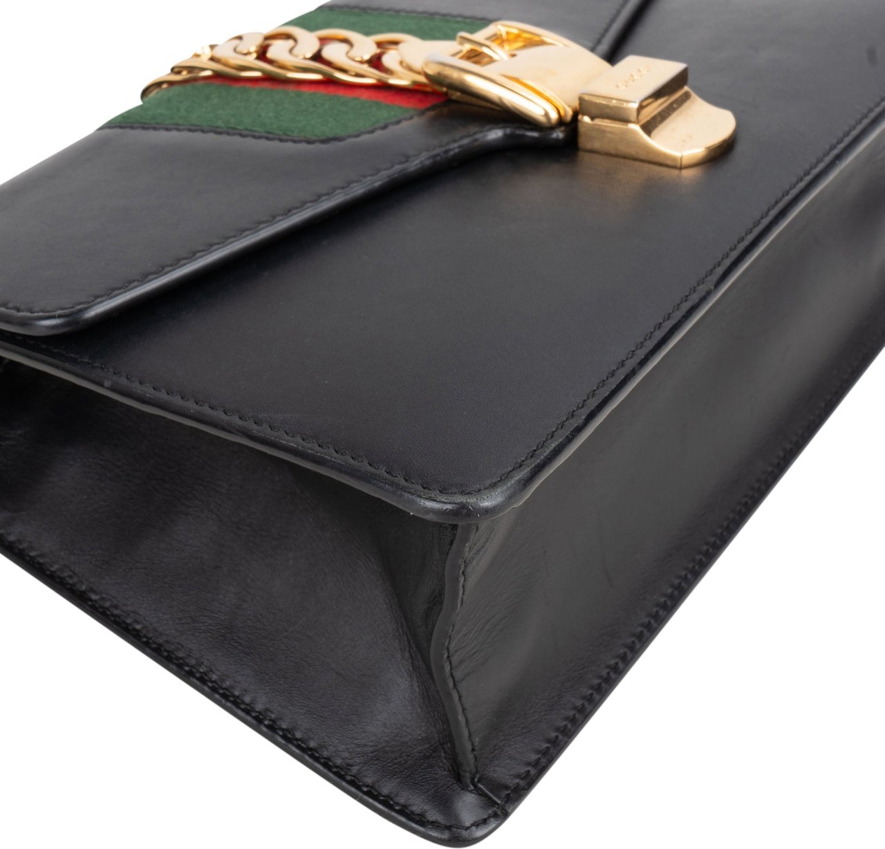 Gucci Gucci Black Leather Sylvie Shoulder Bag Zwart